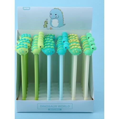 2 Pcs Kawaii Soft Silicone Dinosaur Gel Pen 0.5mm Black/ Blue Ink Marker Pen School Office Writing Supply Stationery