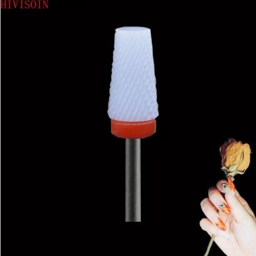 5Pcs White Ceramic Nail Drill Bit - Tapered Barrel Bit - F(0125.060)