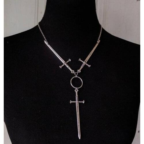 50pcs Three of Swords Necklace and 50 pairs of swords with moon