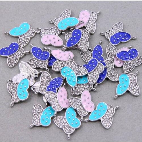 6pcs Colorful Shiny Butterfly Charm Connector Enamel Charm Small Animal Findings DIY Bracelet Necklace Jewelery Accessories