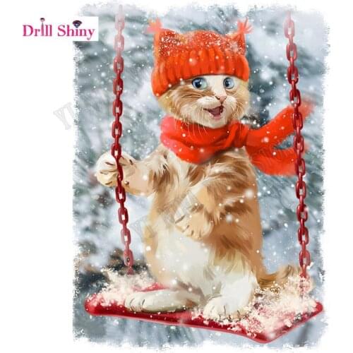New arrived 5d diamond painting full drill cat is swinging Diamond Embroidery Cross Stitch kits Rhinestone Mosaic Painting