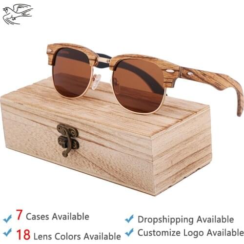 Brown Polarized Wooden Sunglasses with Wood Cases Polaroid Women Sunglasses Luxury Brand Designer Driving Sunglass Womens GB130