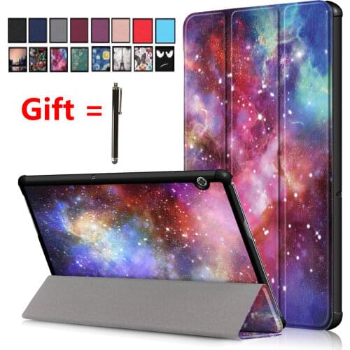 Tablet Case for MediaPad T5 10 Adjustable Folding Huawei MediaPad T5 AGS2-W09/L09/L03/10.1 Funda Capa Stand Cover Free Film+Pen