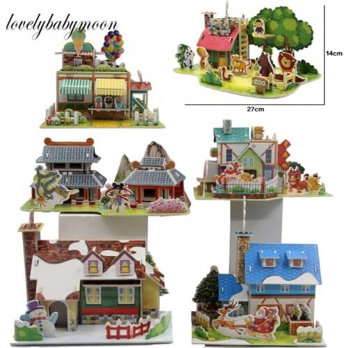 Children DIY 3D Assembled House Toy Manual shop Simulation Villa Puzzle Castle Building Fun Puzzle Foam Board For Kids Gift