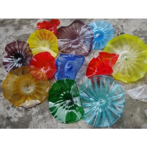 Home Decor Murano Glass Wall Art Dale Chihuly Multi Colored Hanging Plates Wall Art
