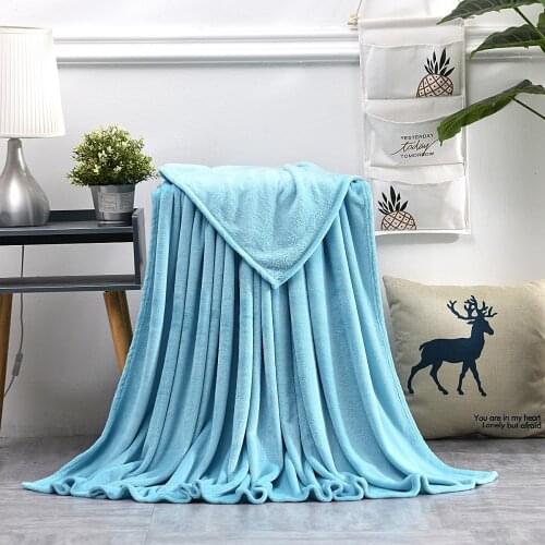 70X100cm Flannel Blanket Solid Color Simple Style Lightweight Cozy Plush Microfiber Throw Blanket Bed Linings
