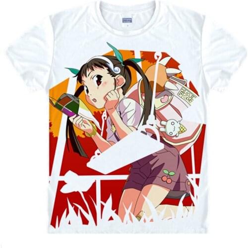 Monogatari Story T-Shirt vampire Shirt mens 3D print T-shirts Anime Tees Lovely cute Short Sleeve Mens T-Shirt japanese comic a