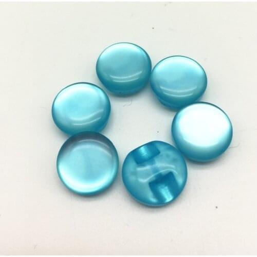 200pcs 12.5mm Round Resin Pearl Buttons Sewing 2 Holes Dress Shiny Button For Scrapbooking Turquoise Blue Color
