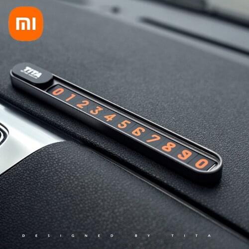 Xiaomi TITA M Metal Car Temperary Parking Phone Number Card Plate Slide to Hide Number Bevel Design Magnet Fixed For Parking