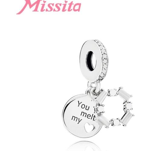 MISSITA 2019 New Fashion Hollow Love Pendant fit Brand Charms Bracelet DIY Jewelry Women Silver Color Jewelry Accessories