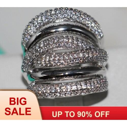 Fashion Jewelry Vintage Jewelry 236pcs Gem 5A Zircon stone 14KT White Gold Filled Engagement Wedding Band Ring Set Sz 5-11