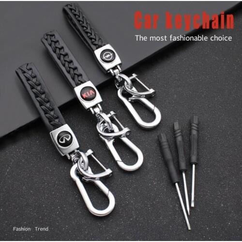 Fashion Metal Leather Car Keychains Key Rings Car Interior For Audi Jeep Honda Mercedes Skoda KIA Renault Peugeot VW Car Styling