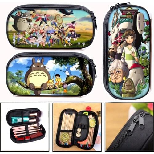 Cartoon Totoro / Spirited Away Cosmetic Case Pencil Bag Boys Girls School Bags Kids Pencil Box Children Stationary Bags