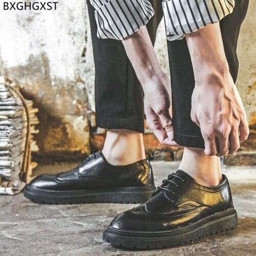 Brogues Men Dress Shoes Leather Black Casual Business Shoes Men Fashion Party Shoes for Men 2021 Oxford Chaussure Homme Zapatos