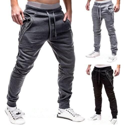 Hot Man Casual Pants Solid Color Drawstring Elastic Waist Loose Long Trousers Mens Hip-Hop Breathable Jogging Pants