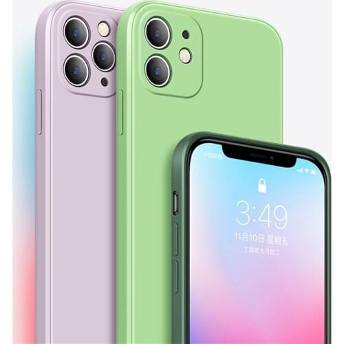 Luxury Shockproof Liquid Silicone Case for Iphone 11 12 Pro Max 7 8 6 6s Plus Mini Square Soft Case for XR X XS Max SE Cover