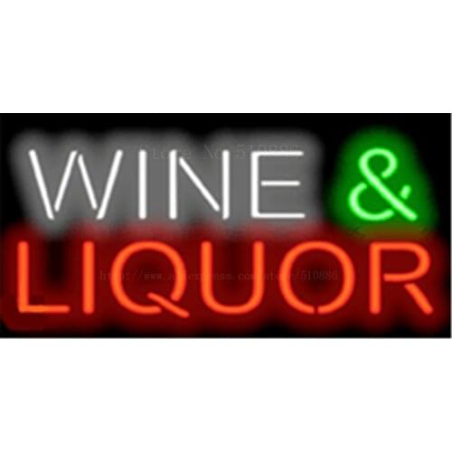 Wine & Liquor NEON SIGN REAL GLASS BEER BAR PUB LIGHT SIGNS store display Bulbs drink Advertising Lights 17*14"