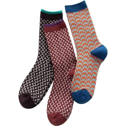 New Design Long Tube Geometric Socks Hand-linking Women Warm Soft Home Socks