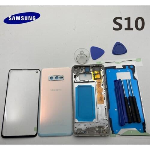 Original Full Housing Case Back Cover+Front Screen Glass Lens+Middle Frame For Samsung Galaxy S10E G970 S10 G973 Plus Full part