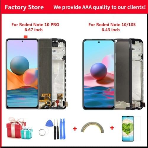 Original AMOLED for Xiaomi Redmi Note 10 Display For M2101K7AI M2101K7AG redmi note 10s Touch Screen Digitizer Repair Parts