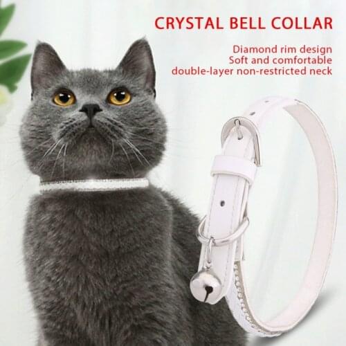 Personalized Pet Dog Cat Collar with Bell Breakaway Adjustable Pet Cats Collar Creative Pet Crystal Lattice Necklace Accessories