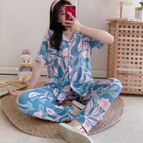 Womens Silk Satin Pajamas Pyjamas Set Sleepwear Pijama Couple Pajamas Suit Female Sleep Two Piece Set Men Loungewear Plus Size