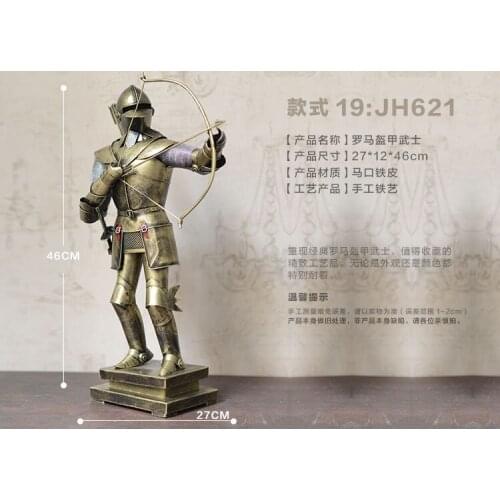 2020 --GIFT TOP COOL fashion office home shop bar decorative art Retro Iron medieval Roman armor Warrior art statue-JS621 45CM