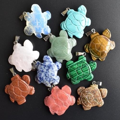 2020 fashion natural stone pendulums turtle pendant charms for DIY necklace jewelry making wholesale 10pcs/lot free shipping