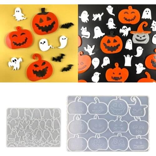 Halloween Pumpkin Ghost Bat Keychain Epoxy Resin Mold Earrings Pendant Silicone Mould DIY Crafts Jewelry Casting Mold