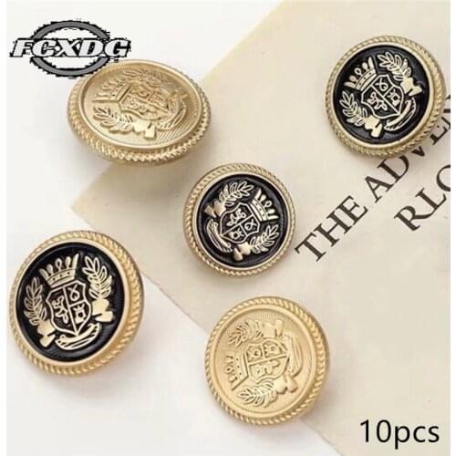 10pcs British College Style Suit Buttons Crown Pattern Golden Coat Jacket Buttons Sewing Accessories Handmade DIY Shirt Buttons