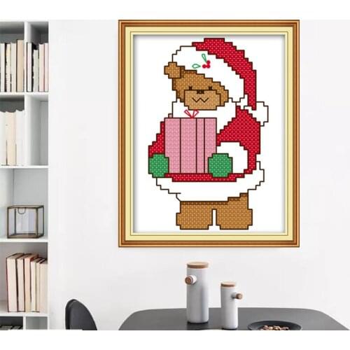 Christmas animals Cross Stitch Kits Small Printed patterns canvas Chinese Embroidery Needlework set Easy Cross-stitch Decoration