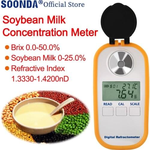 Soybean Milk Concentration Meter 0-25.0% Digital Soymilk Concentrometer Refractometer Brix Meter 0.0-50.0% Sugar Tester