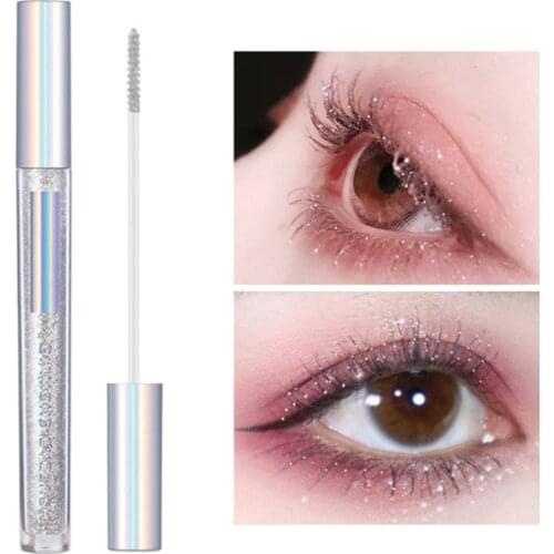 Long lasting waterproof diamond shimmer glitter powder mascara eye makeup micro glitter lengthening thick curly mascara cosmetic
