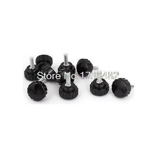 Lathe M5 x 22mm x 15mm Black Round Head Thumbscrew Knurled Knobs 10 Pcs