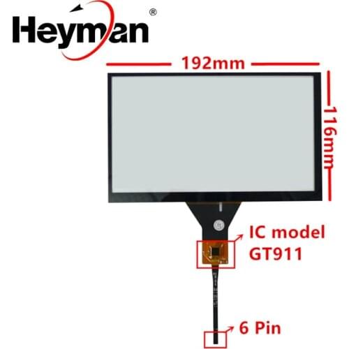 Universal 8 inch 192mm*116mm GT911 Capacitive Touch Digitizer Car DVD navigation Touch screen panel Glass