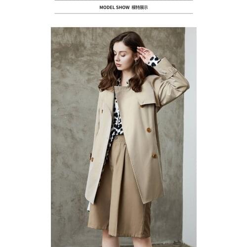 Chameleon windbreaker womens 2021 spring and autumn new double-breasted loose mid-length womens jacket trendy big-name womens