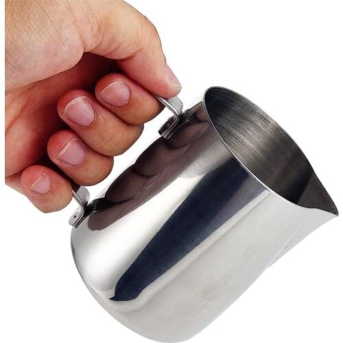 Milk Frothing Jug 12oz/ 350ml Thicken Stainless Steel Cup Espresso Coffee Barista Craft Milk Frother Pitcher Cafe Utensils