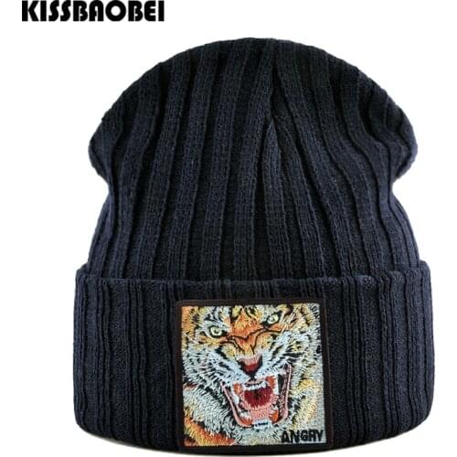 Animal Embroidery Knitted Hats For Men Skullies Beanies Women Thick Warm Cap Knit Caps Women bone masculino Unisex Hip Hop Hat