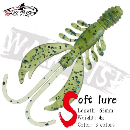 WALK FISH 10PCS/Lot Crazy Lures 65mm 4g Soft Lure Fishing Lures shrimp Lobster Soft Plastic Lure Fishing Lures Pesca