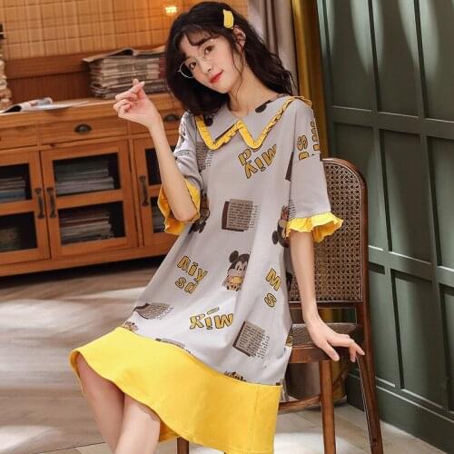 Big Size M-3XL Womens Night Shirts Cotton Fashion Nightgowns Lady Night Dress Women Nighties Short Sleeve Sleepwear Nightwear