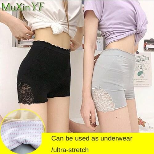 High Waist Lace Safety Short Pants Under Skirts Women 2021 Summer Solid Seamless Breathable White Shorts Lady Black Underwear