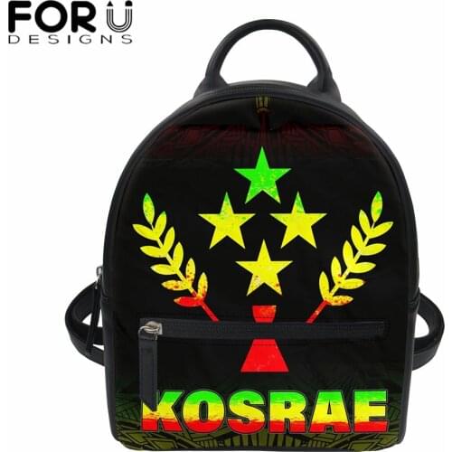 FORUDESIGNS Womens Mini Backpack Luxury PU Leather Gradient Kosrae Polynesian Pattern Small School Bags for Girls High Quality
