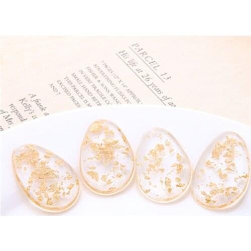 10pcs Water Drop Pendant Vintage Earrings for Women Material DIY Jewelry Accessories Transparent Gold Foil Resin Retro Embedded