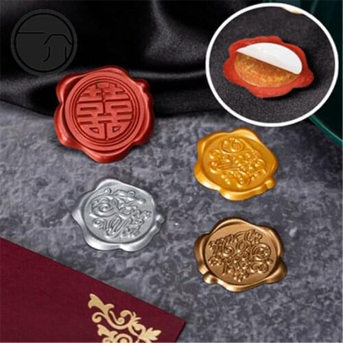 100PCs Custom 3M Stamp Seal Stickers 3D Wax Stamps Stick Postage Invitation Letter Date Wedding Gift Envelope Journal Package