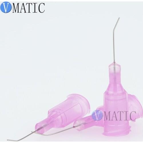 Free Shipping Non Sterilized 100Pc 30G Lavender 0.5'' Tubing 45 Degree Dispense Needle 1/2 Inch