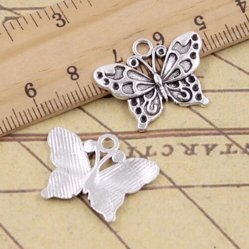 15pcs Charms Butterfly 20x25mm Tibetan Pendants Antique Jewelry Making DIY Handmade Craft For Bracelet Necklace