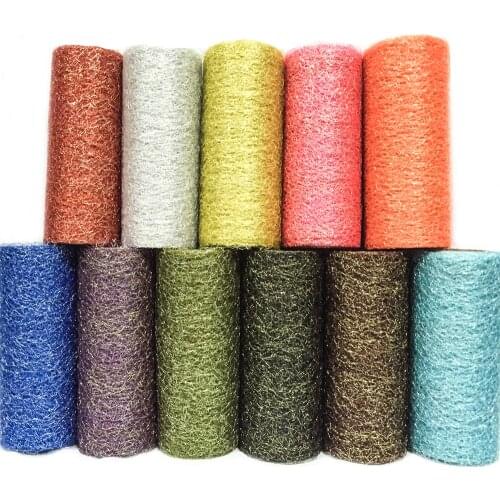 15cm*10Yard Gold Wire Organza Sheer Gauze Element Table Runner DIY Tissue Tulle Roll Spool Craft Party Wedding Decoration