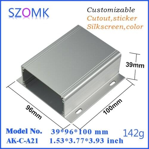 4 pcs, hot selling silvery aluminum project enclosure electric box 39*96*100mm wall mounting aluminum case pcb outlet box