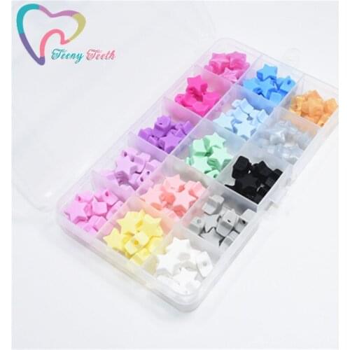 40 PCS Silicone Star Beads Teething Accessories Food Grade Star Perlas Silicone Teething Pacifier Dummy Chain Making BPA Free