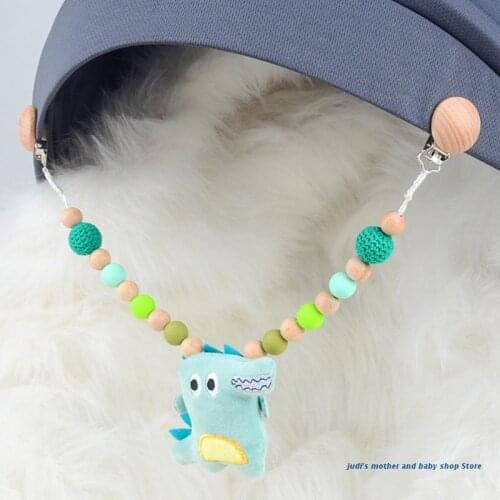 67JC Baby Stroller Pendant Rattle Pacifier Chain Pram Clip Crochet Beads Infants Toy